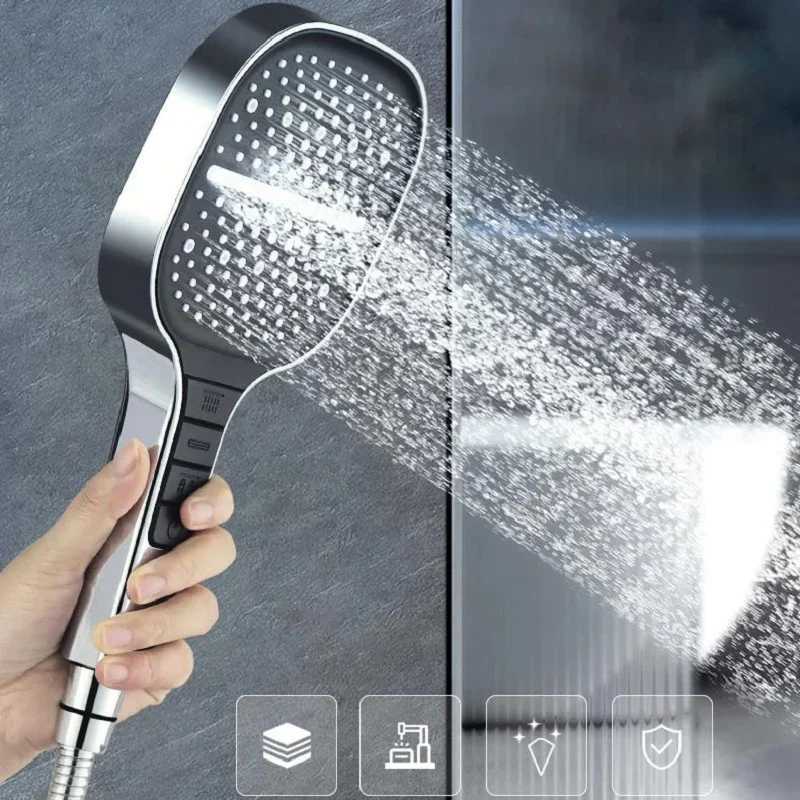 13CM Large Panel 3 Modes Shower Head High Pressure Water Massage Shower With Head Filter Element Bathroom Accessories NewXJ240906