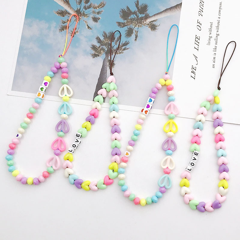 Yilian New Spring Color Mobile Handmade DIY Love Chain Anti Drop Phone Case Hanging Rope Pendant