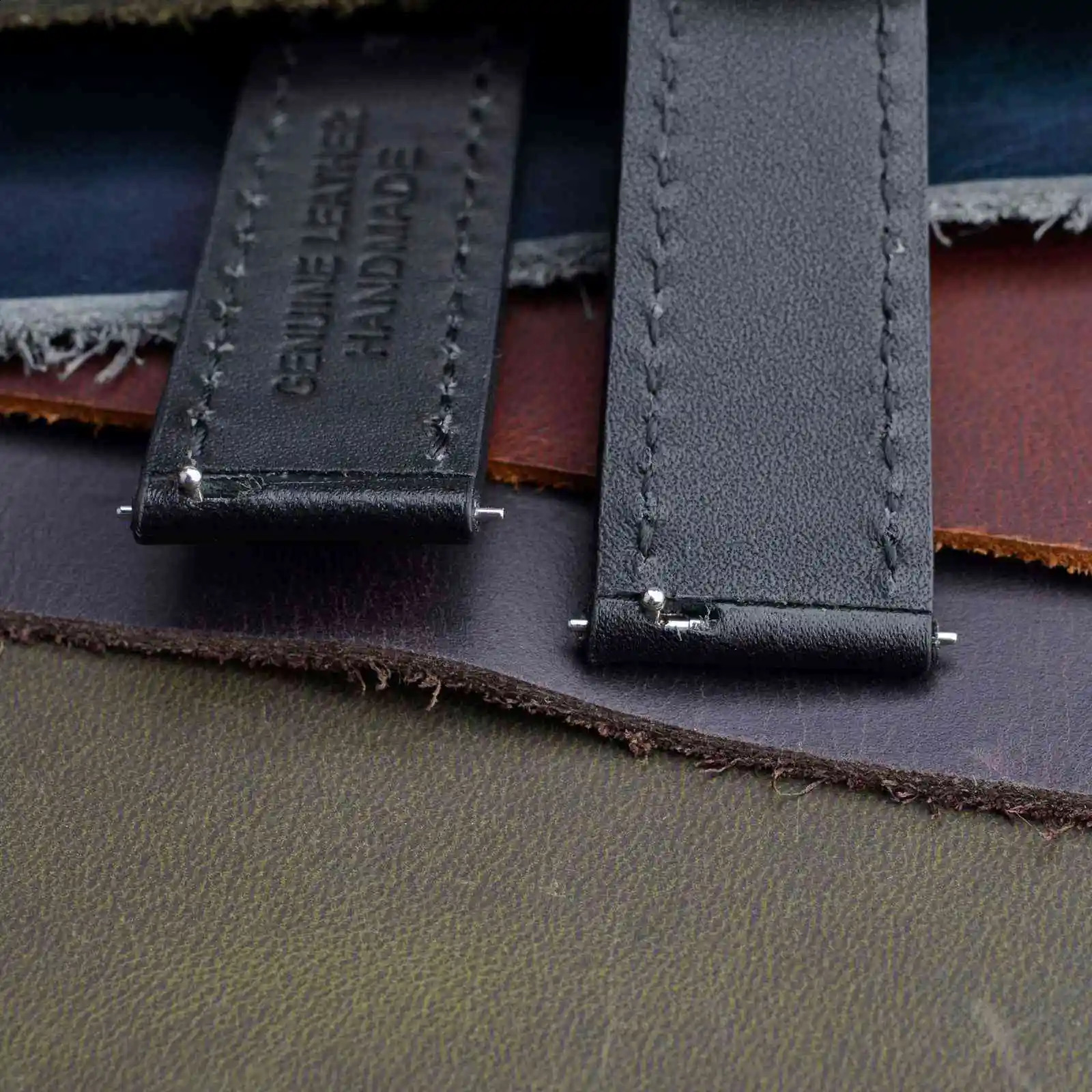 ANBEER Leather Watch Strap Lacquered edge Watchband for Men and Women 18mm 19mm 20mm 21mm 22mm Wrist Band Quick Release 240906