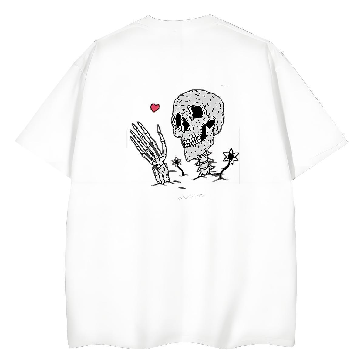 New Arrival Woman T Shirts 230g Cotton Breathable Short Sleeve Casual Daily Wear skull Tshirt for Man Woman High quality Custom Printing Tops Tees