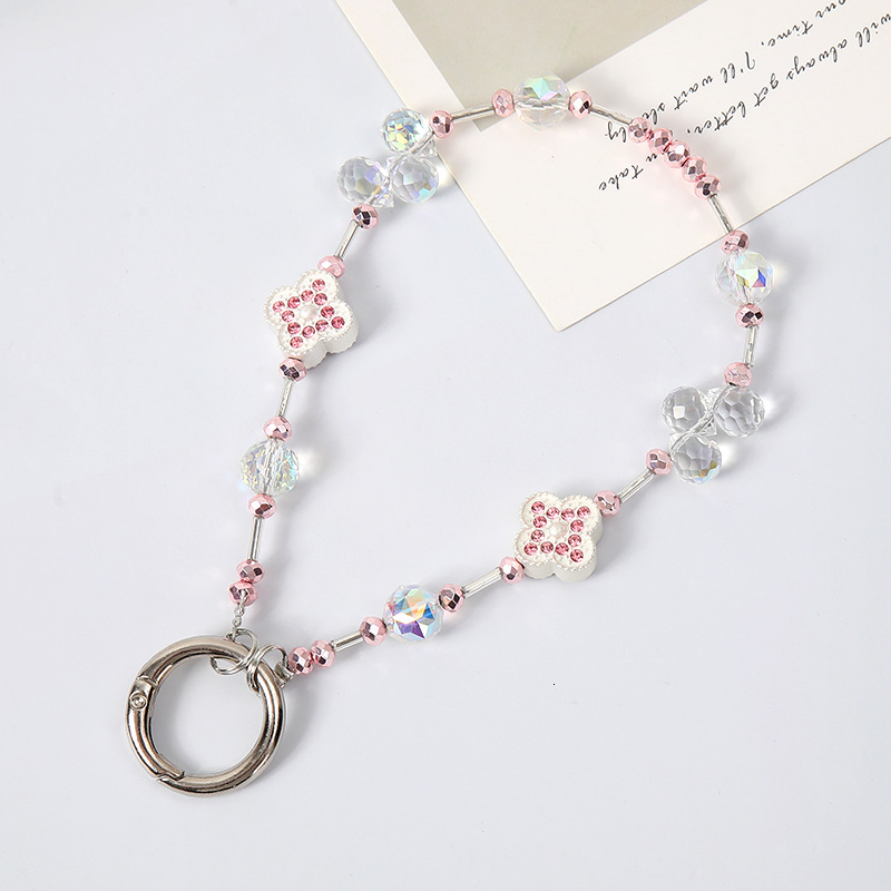 New luxury rhinestone clover pendant, niche and high-end, crystal bead bracelet, keychain, pendant chain