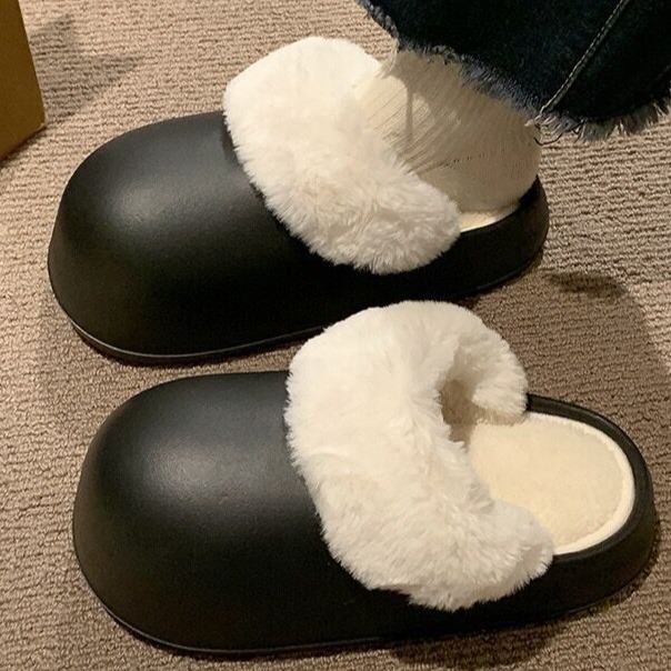 2024 free shipping Slippers winter warm and windproof bread style, solid color, simple, removable, washable, thick bottom, toe cover