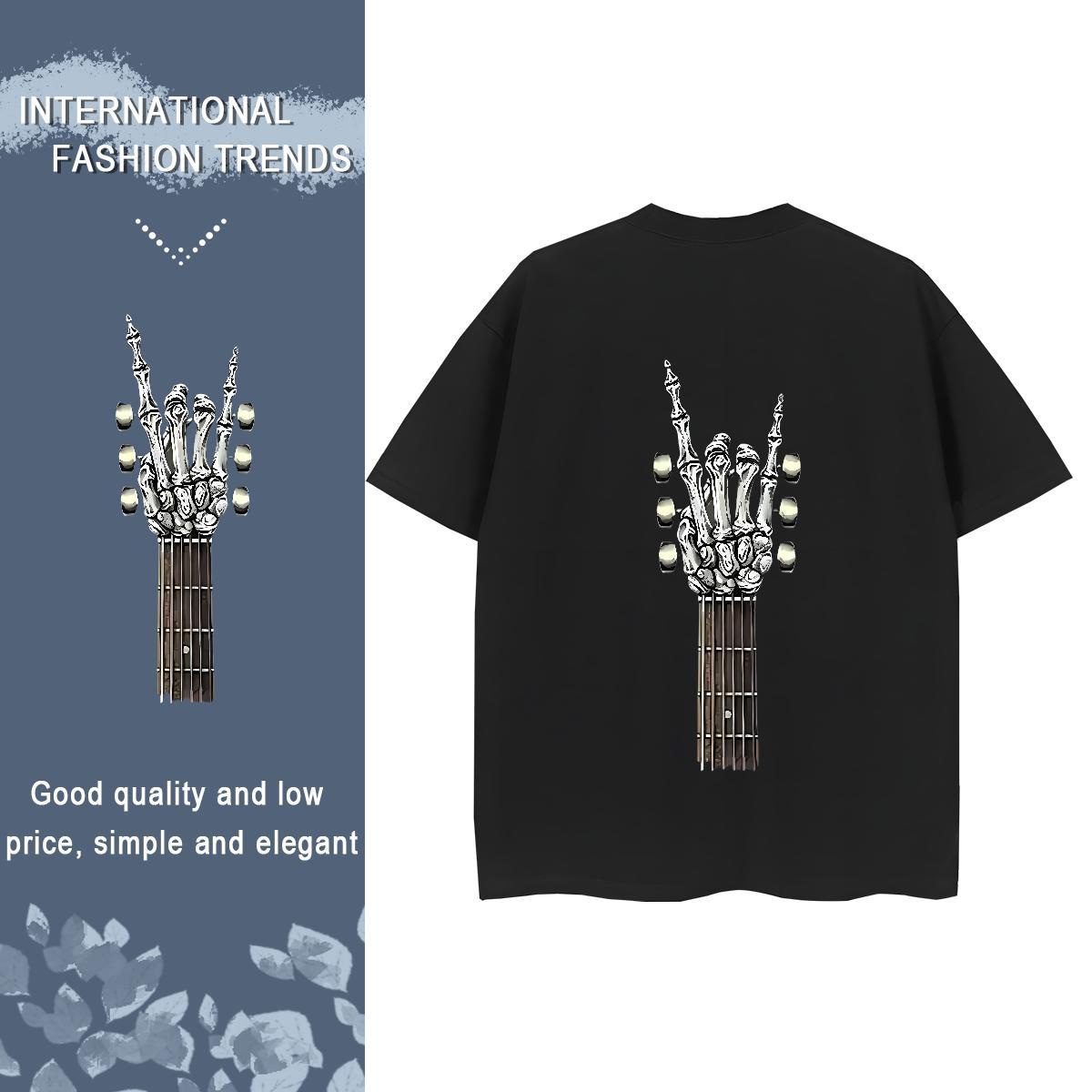2024 T Shirts Women 230g 100% Cotton Short Sleeve O-Neck Outdoor skull Couples T Shirts Popular Graphic Clothings