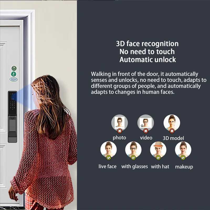 Waterproof outdoor smart lock WiFi Alexa Tuya application aluminum alloy material fingerprint password with camera smart door lock CL240907