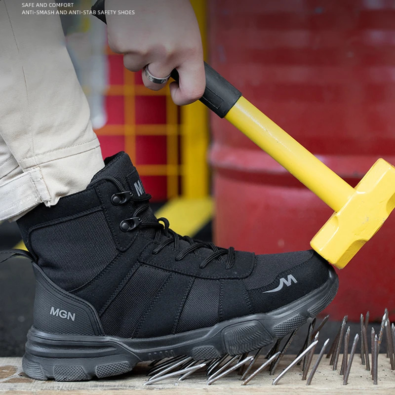 Steel Toe Cap Non Slip Industrial Men Leather Safety New Shoes Anti-Scalding Anti-Smash Anti-Puncture Work Boots 240904