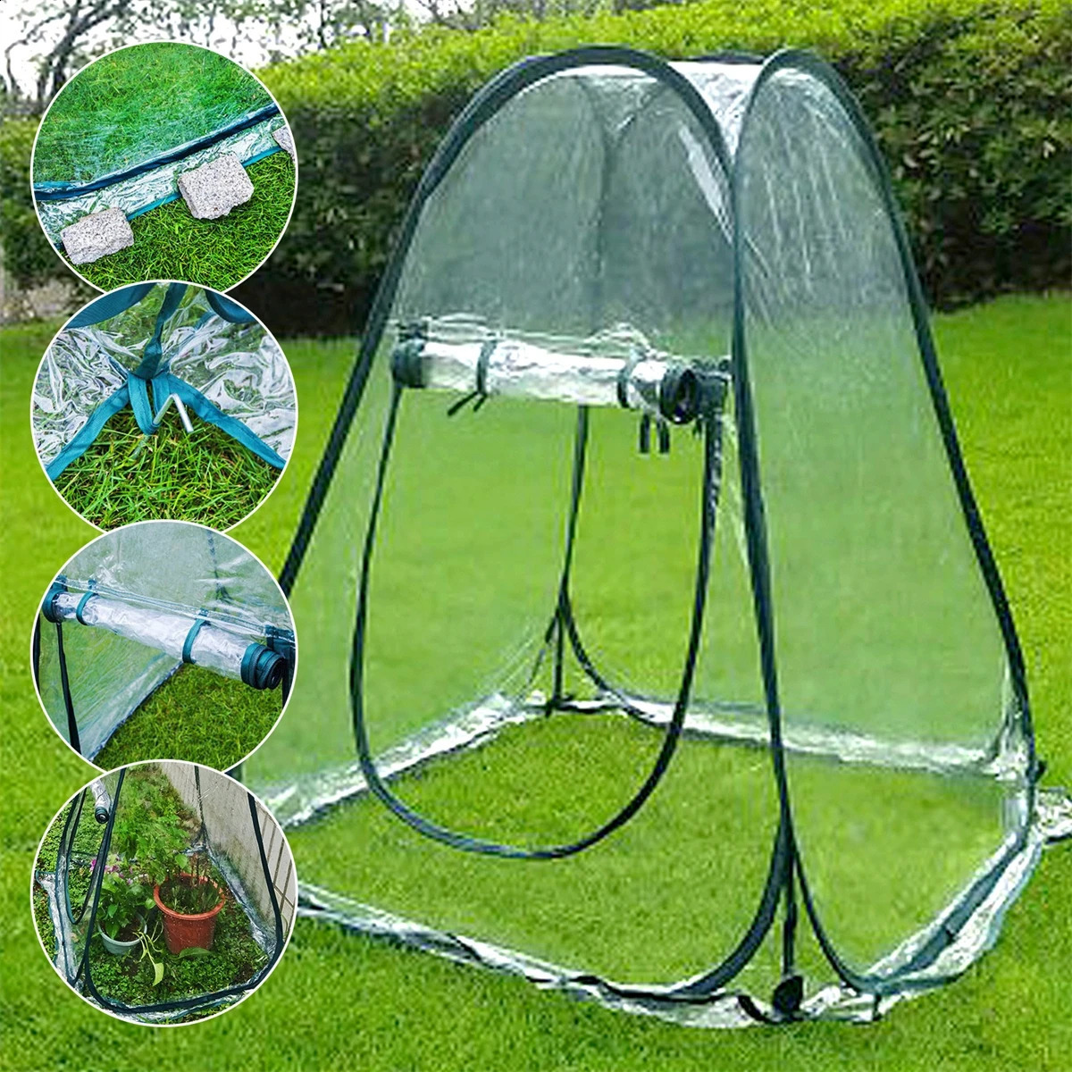 Mini popup greenhouse tent PVC folding transparent plant shelter portable garden flowers juicy vegetables and fruits warm room 240906