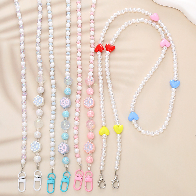 Beaded pearl cat claw crossbody mobile phone hanging rope, bag, chain, pendant, women's gift