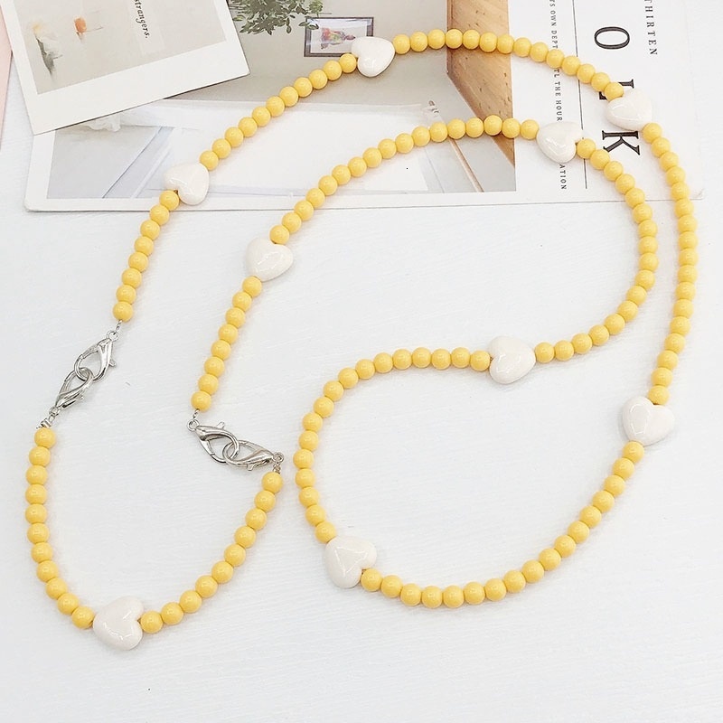 Yilian Jewelry New Acrylic Love Hand 2-in-1 Diagonal Cross Colored Women's Shoulder Strap Detachable Chain