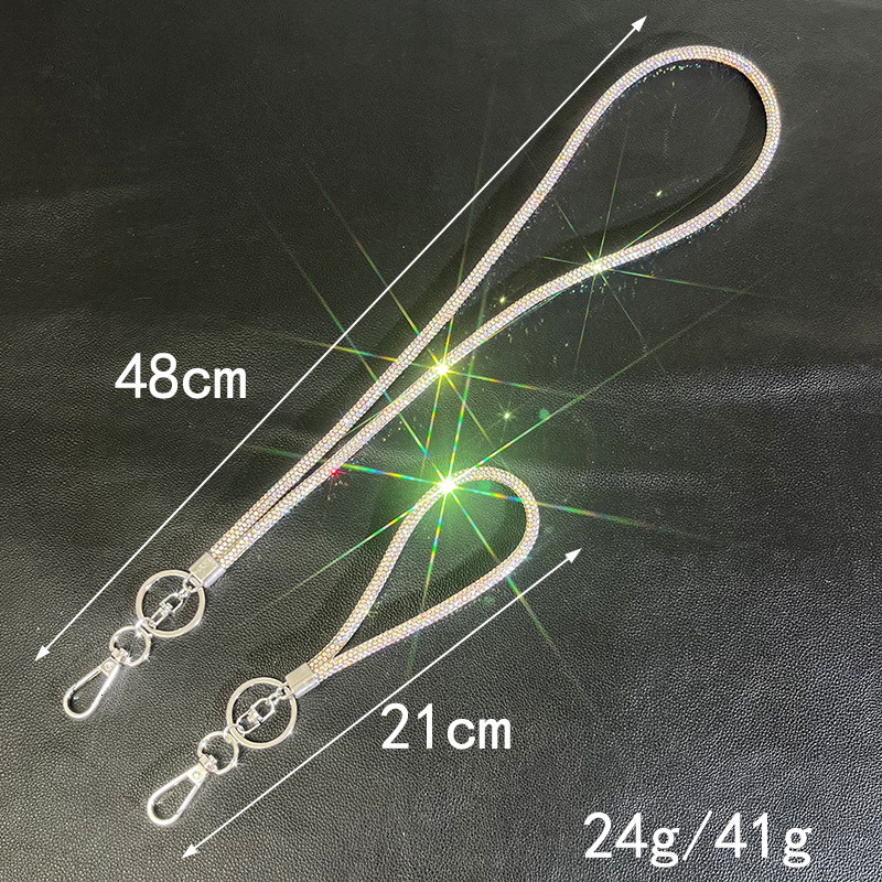 New high-end light luxury rhinestone mobile phone lanyard with inlaid crossbody chain, fashionable and versatile sparkling diamond chain bracelet pend