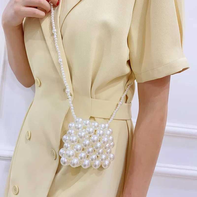 Fashionable handmade pearl coin wallet childrens cross bag girls summer party shoulder bag childrens mini wallet handbag W240906