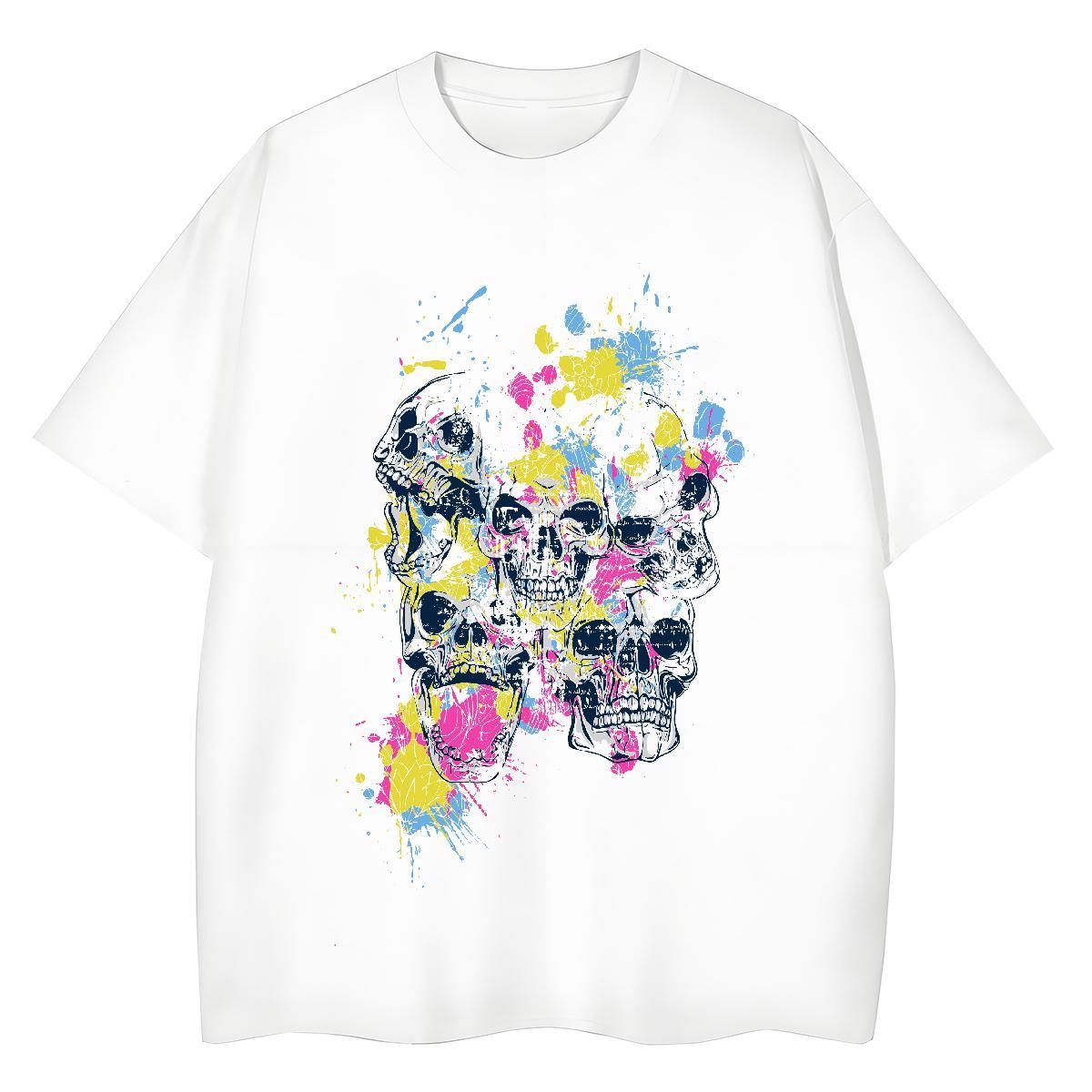 2024 Casual T Shirt For Woman 230g 100% Cotton O Neck Short Sleeves Street Casual skull Tshirt for Man Woman 5A DIY Logo Tops