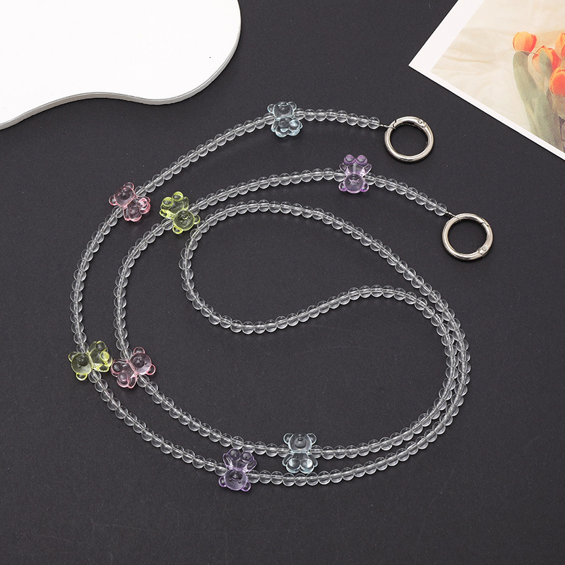 Yilian new beaded acrylic love bear crossbody shoulder strap chain mobile phone hanging rope for women