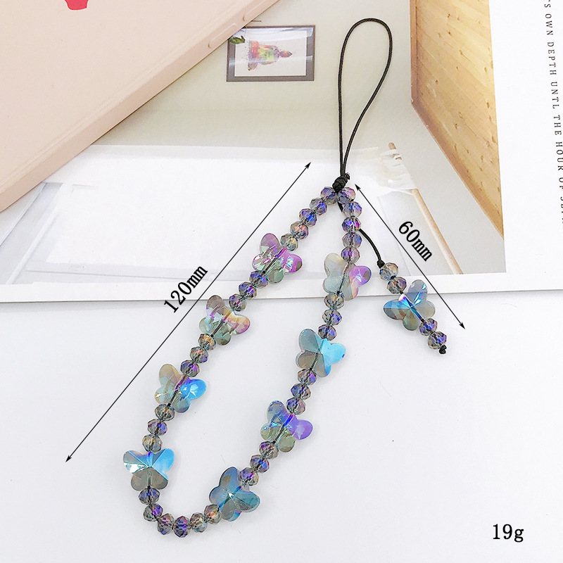 Yilian Jewelry New Crystal Hanging Rope DIY Beaded Stone Butterfly Phone Chain Wrist Strap