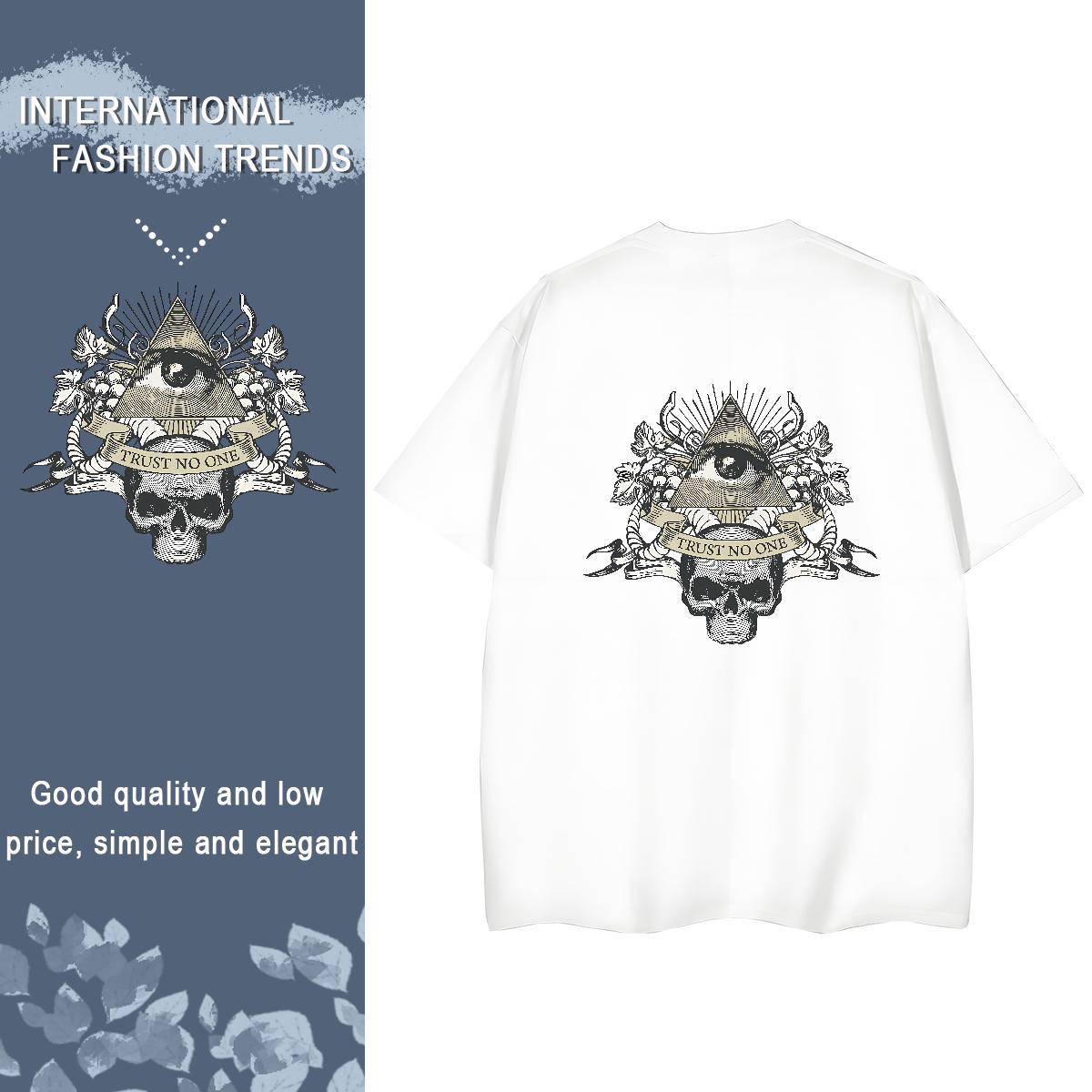 Casual New T shirt 230g Cotton Breathable Casual Daily Wear eye of the devil Couples T Shirts Designer DIY Anime Printed Tops Tees