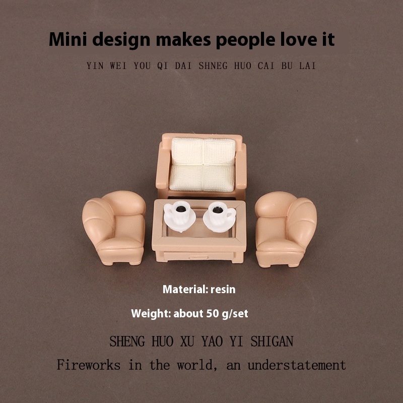Charming Small Scale Resin Crafted Living Room Suit - Unique Desk Accessory