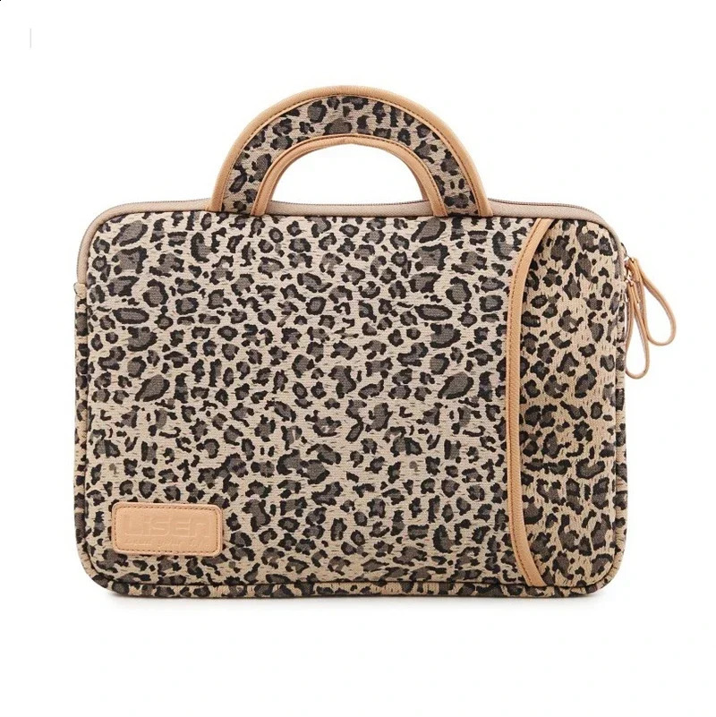 Notebook bag 13.3 14 15.6 inches Leopard canvas cover for MacBook Air Pro womens handbag notebook Dropship 240903
