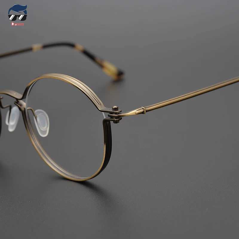 Vintage round pure titanium handmade prescription mens eyeglass frame womens luxury brand eyeglass frame W240906
