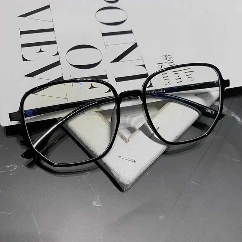 Fashionable large square frame anti blue light glasses for women computer goggles transparent glasses W240906
