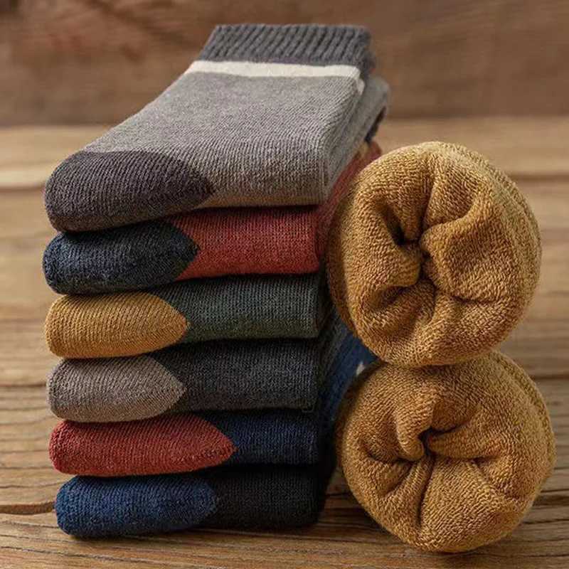 5 pairs of pure cotton mens short loop socks with winter stripes solid soft business towels warm party dresses long and happy socks Sokken W240905