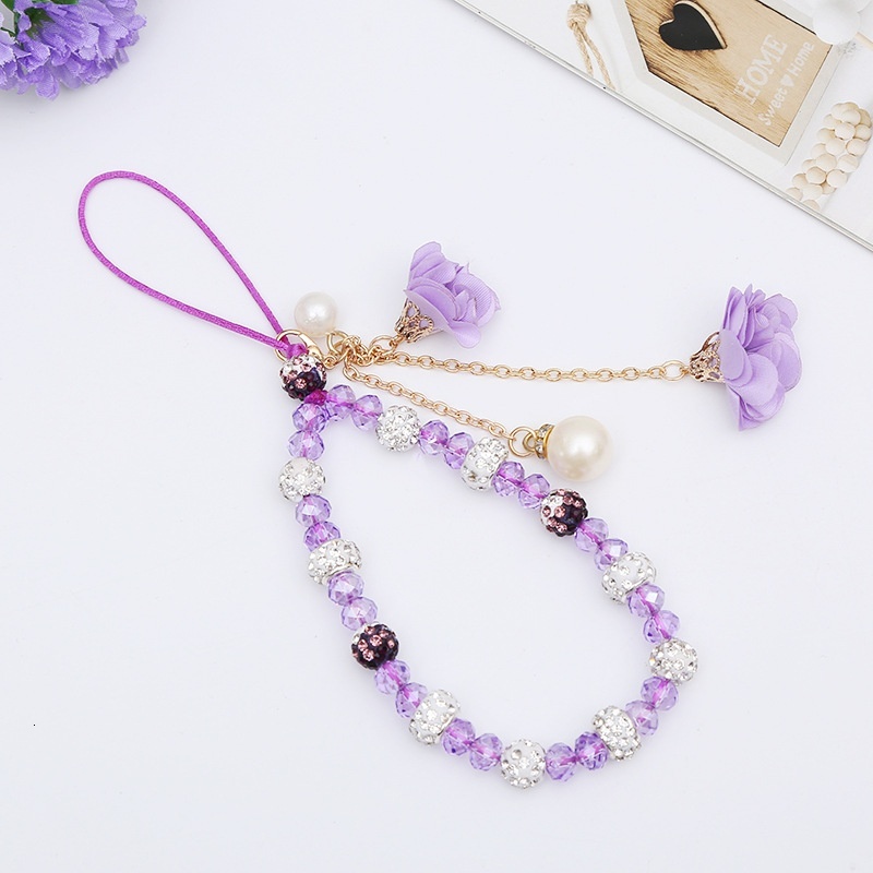 Short mobile phone lanyard creative gypsum bracelet crystal neck hanging case wer pendant for women