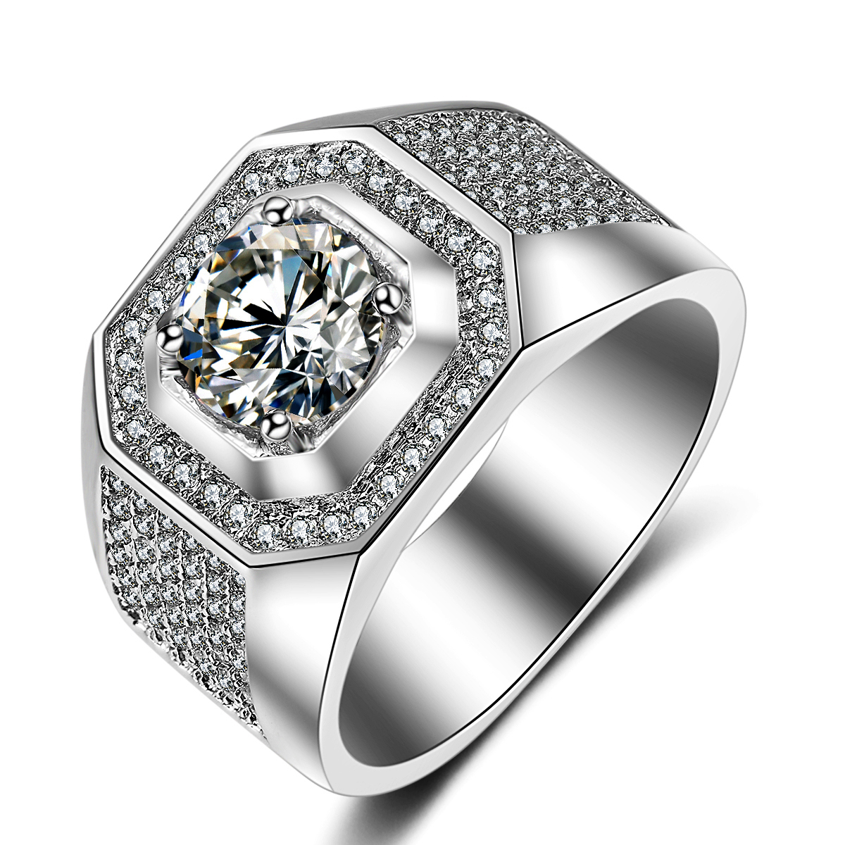 2024 Top Sell Vintage Jewelry 10kt white gold filled Topaz Simulated Diamond Wedding Pave Band Rings for men Size 8/9/11/12/13