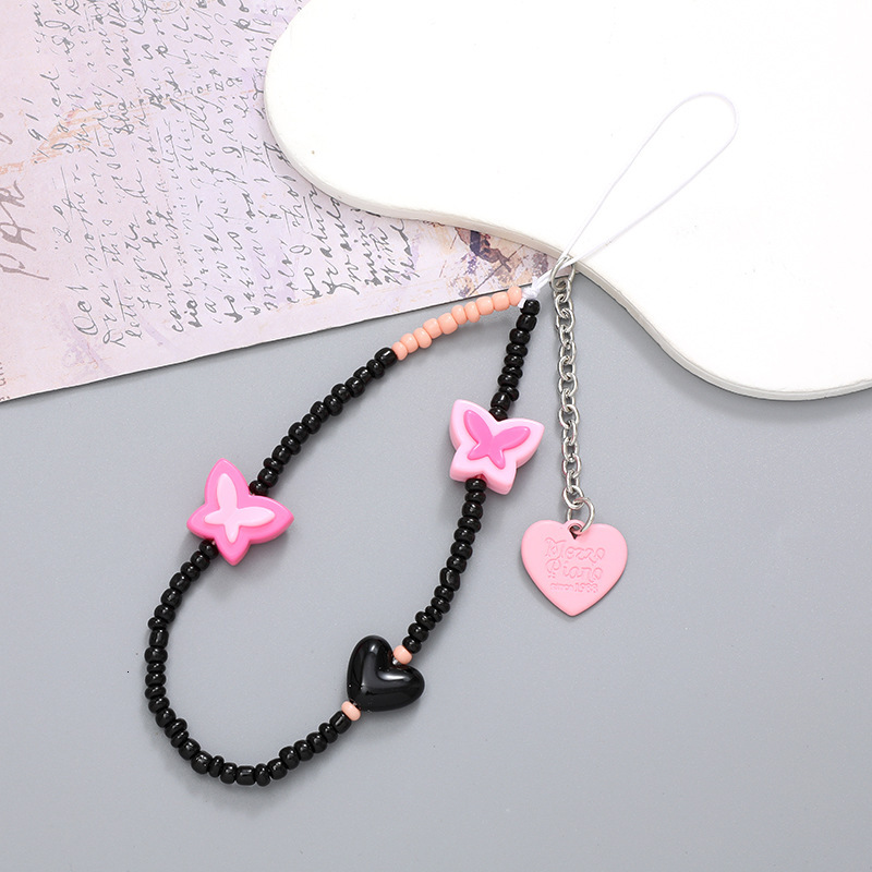 New Spicy Girl Y2K Chain Handdrawn Beads Beaded Rope Anti drop Handrope Mobile Phone Case Hanging Accessories Female