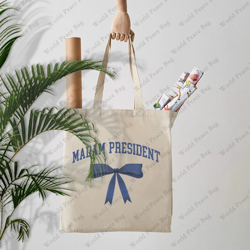 1 Kamala Harris Election Pattern Handbag Canvas Shoulder Bag Travel Daily Female Reusable Shopping Bag 240903