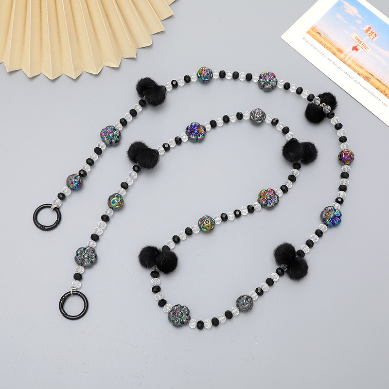 Yi Love Autumn and Winter New Colored Flower Cross Body DIY Handmade Beaded Small Fresh Phone Case Bag Shoulder Strap Chain for Women
