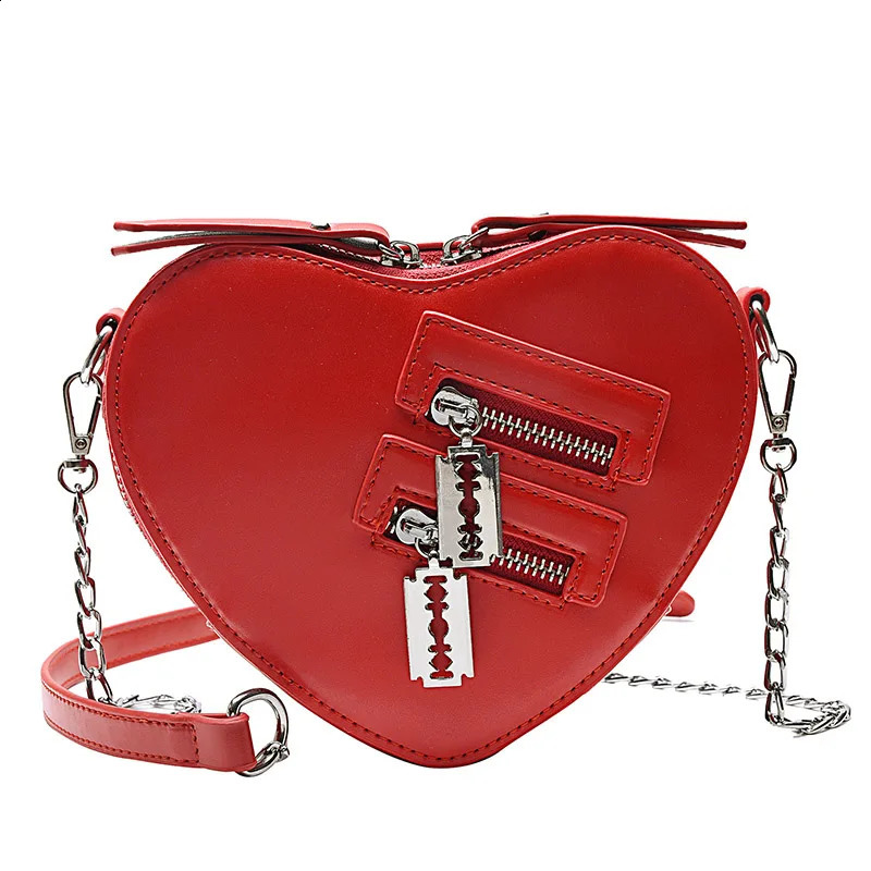 Bag Love Heart Shape Shoulder Bags For Women Top Quality Leather Purses and Handbags Fashion Chain Crossbody 240906