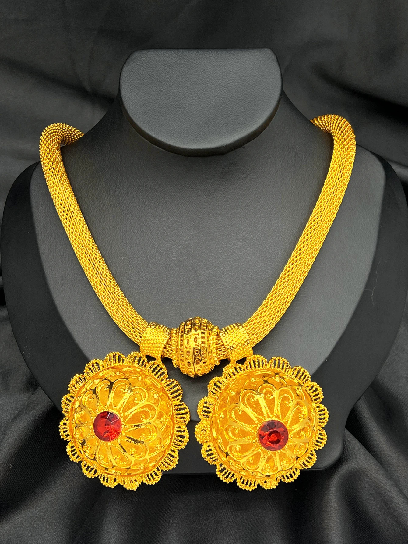 Ethiopian Wedding 24k Gold Color 6pcs Jewelry Sets For Women Dubai Flower Shape Nigerian Necklace Jewellery Set Gift 240826