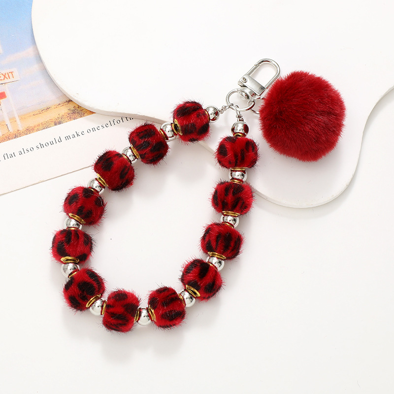 Yilian autumn and winter bead DIY plush ball pendant mobile phone case hanging rope for women