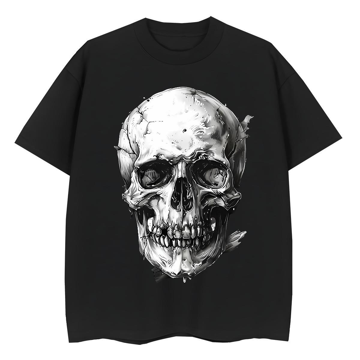 Brand T Shirts Women 230g Cotton Breathable Short Sleeve Summer Casual skull Woman Tshirt Soft Cartoon Anime Wear