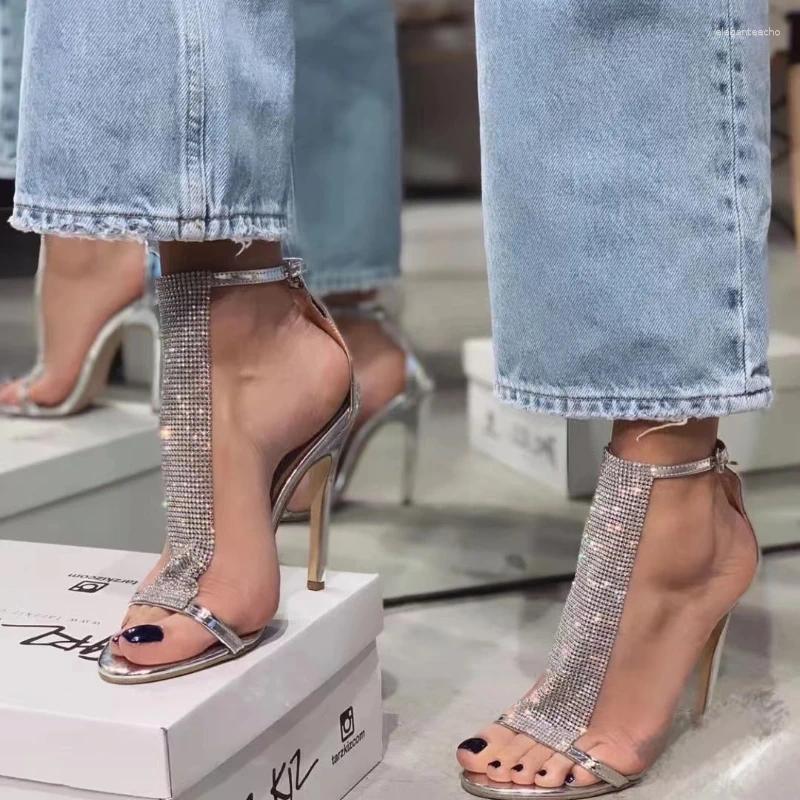 2025 S Fashion Designer Sandals Ladies Sequin High Heel Open Toe Buckle Bg Sexy Thin Heels Women