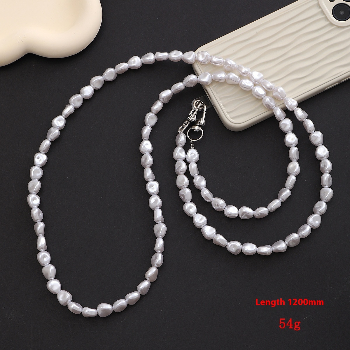 Yi Lian's New Acrylic Beaded Pearl Cross Shoulder Strap Chain Phone Case Hanging Decoration Gift for Women