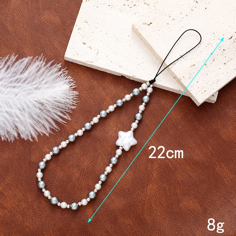 Korean Instagram Style New Love Beaded Chain Phone Keychain Earphone Case Cord Pendant Female