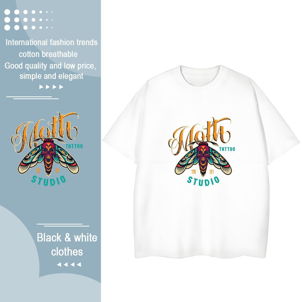 2024 DIY Womens T Shirts 230g Pure Cotton Breathable Crew Neck High Street Hip Hop skull Lady T shirt Soft Custom Cartoon Tshirts