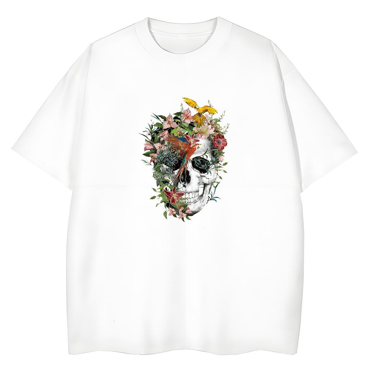 TOP Quality Womens T Shirts 230g 100% Cotton Breathable Sports Street Wear skull Woman Tshirt Free Shipping DIY Printed Tee Shirt