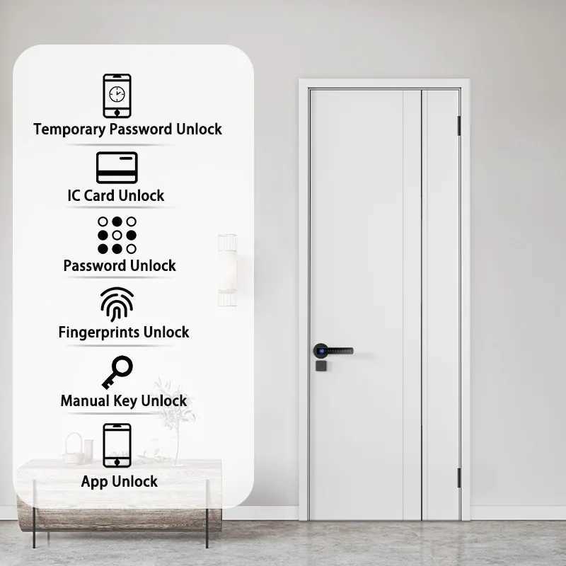 Equipped with Tuya Biometric fingerprint intelligent door lock electronic digital lock password fingerprint keyless security door handle CL240920