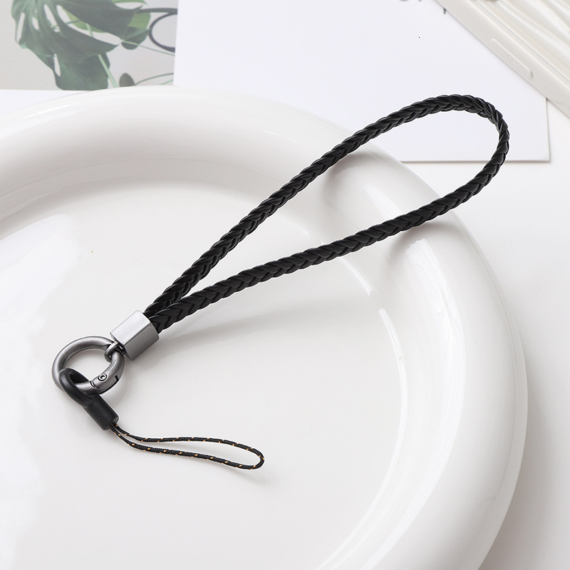 Yi Lian's New 5-Strand Flat Knitted Creative Leather Neck Hanging Rope Mobile Phone Chain Short Wrist Band