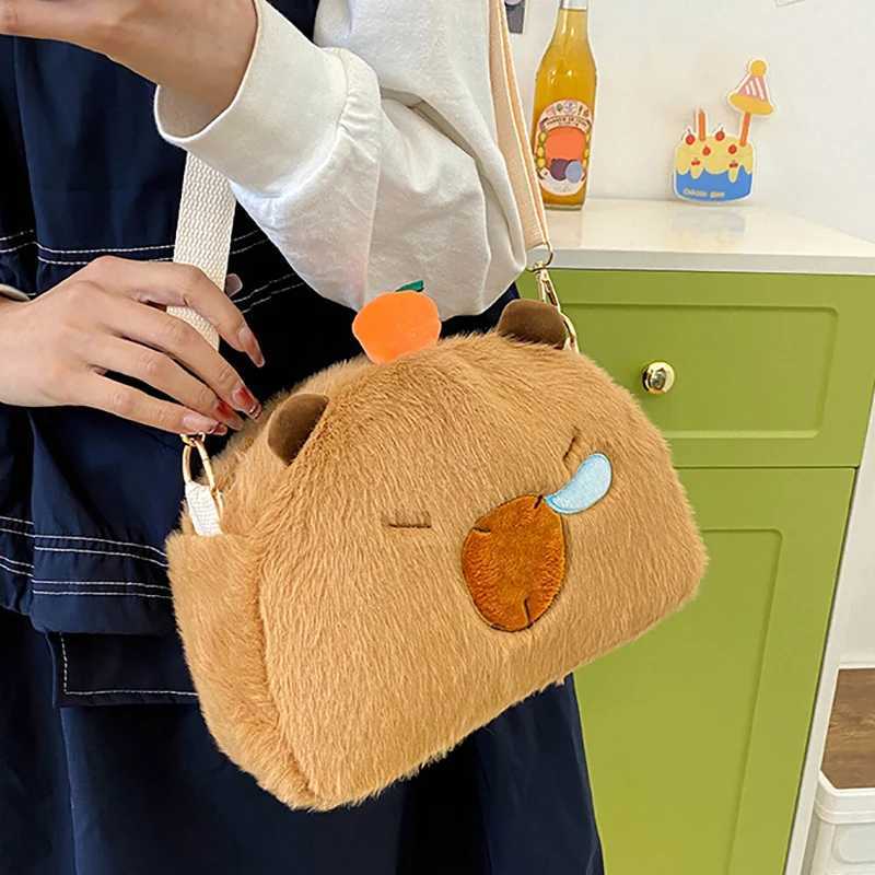 Kawaii Capybara Plush Womens Bag Versatile Cartoon Capibala Crossbody Bag Large Capacity Handbag Childrens Gift Outdoor Bag W240906