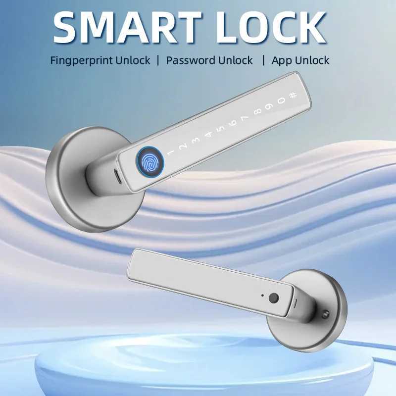 Equipped with Tuya Biometric fingerprint intelligent door lock electronic digital lock password fingerprint keyless security door handle CL240920