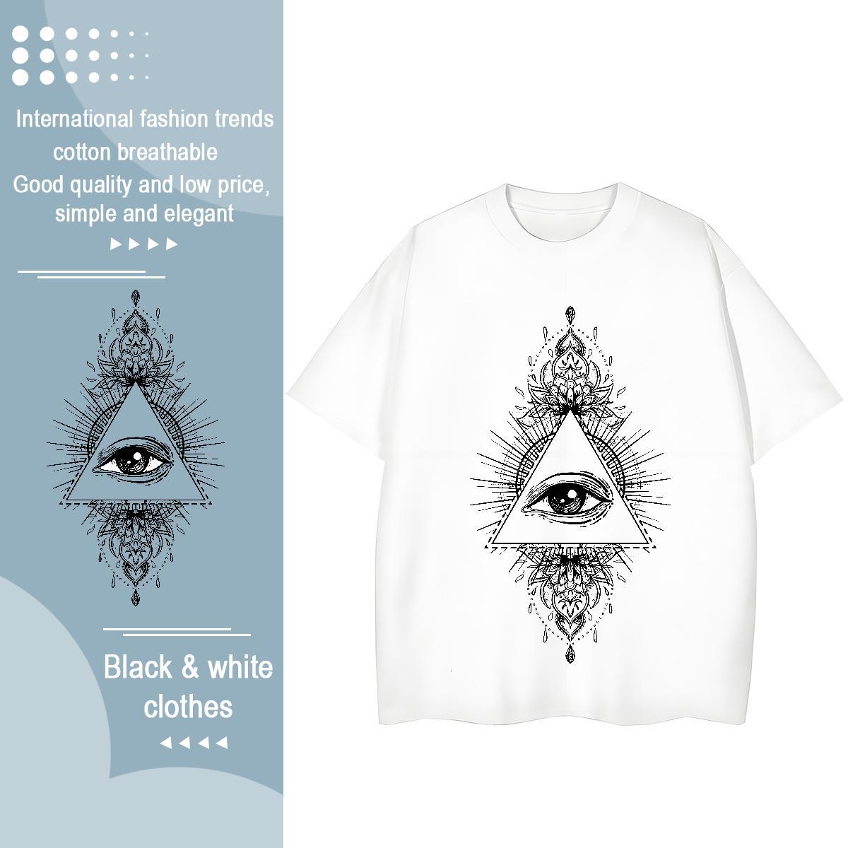 2024 DIY T-Shirts for Women 230g Cotton Crew Neck Breathable Home Outdoor eye of the devil Women Tshirts Popular Cartoon Anime Clothings