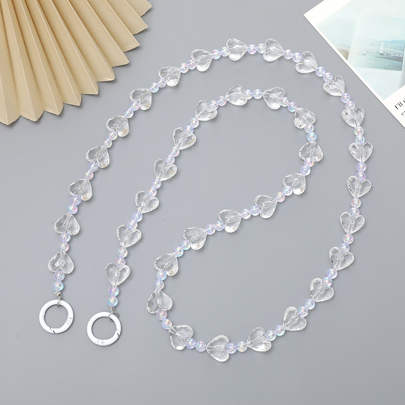 Yilian's new acrylic love crossbody chain with high-end feel, handmade bead hanging rope bag decoration, phone case pendant