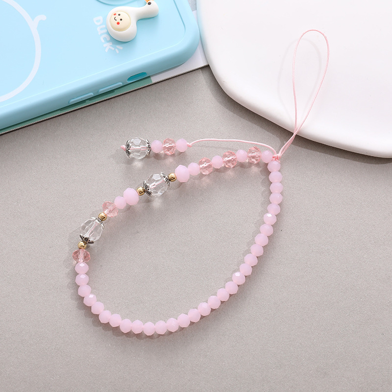 Yilian New Creative Crystal Chain Fashion Flat Bead Anti Loss Phone Hanging Rope Short Pendant for Women