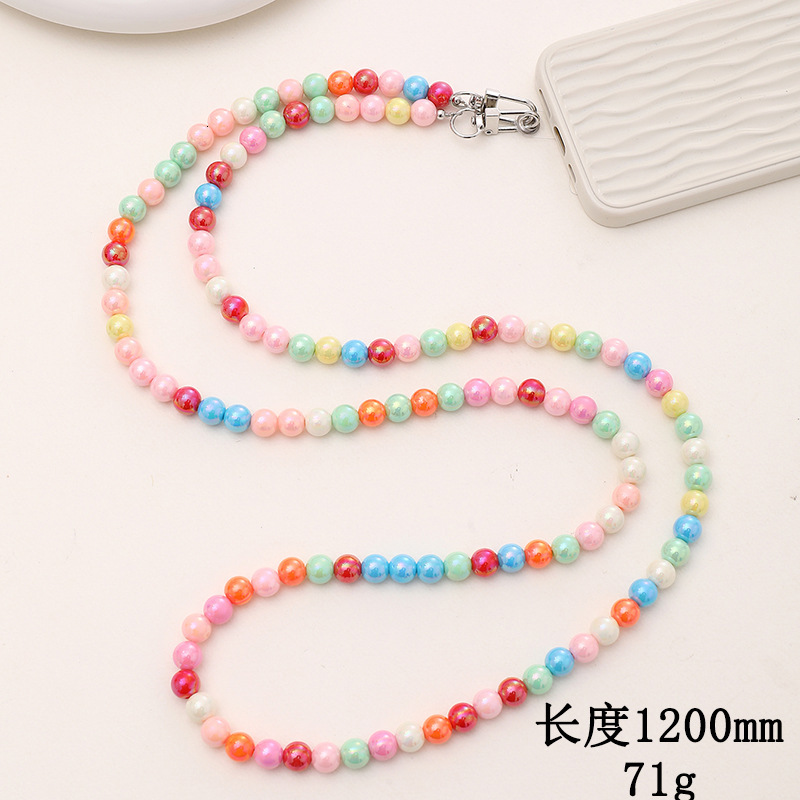 Yilian new colorful acrylic crossbody shoulder strap chain bead phone case beauty long hanging rope anti fall