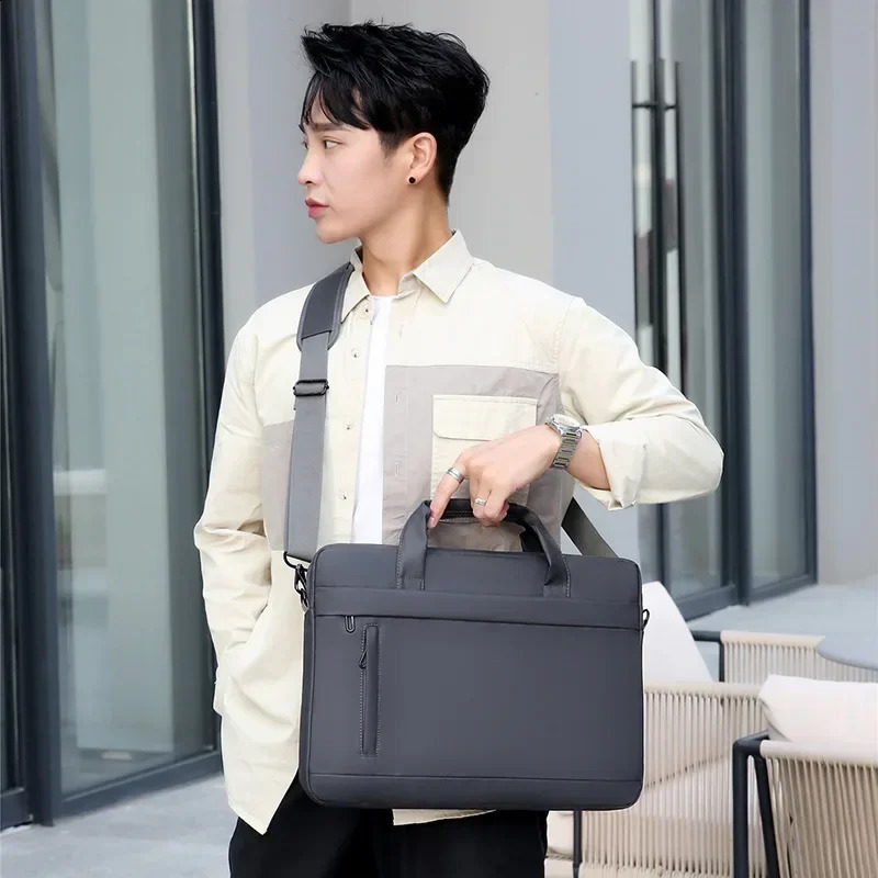 Mens briefcase high-quality business PU leather shoulder messenger bag office handbag 14 inch laptop bag 240903