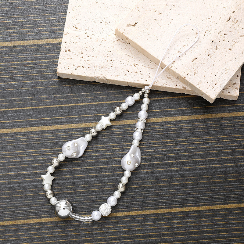 Yilian New Alien Pearl Chain Case Keychain Short Anti Drop Phone Rope Hanging Ornament Pendant