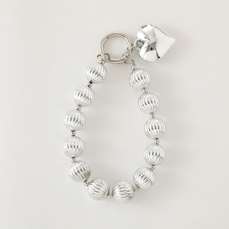New Silver Plated Flower Bead Fashionable Trend, Love Bow Pendant, High End, Mobile Phone Chain Accessory