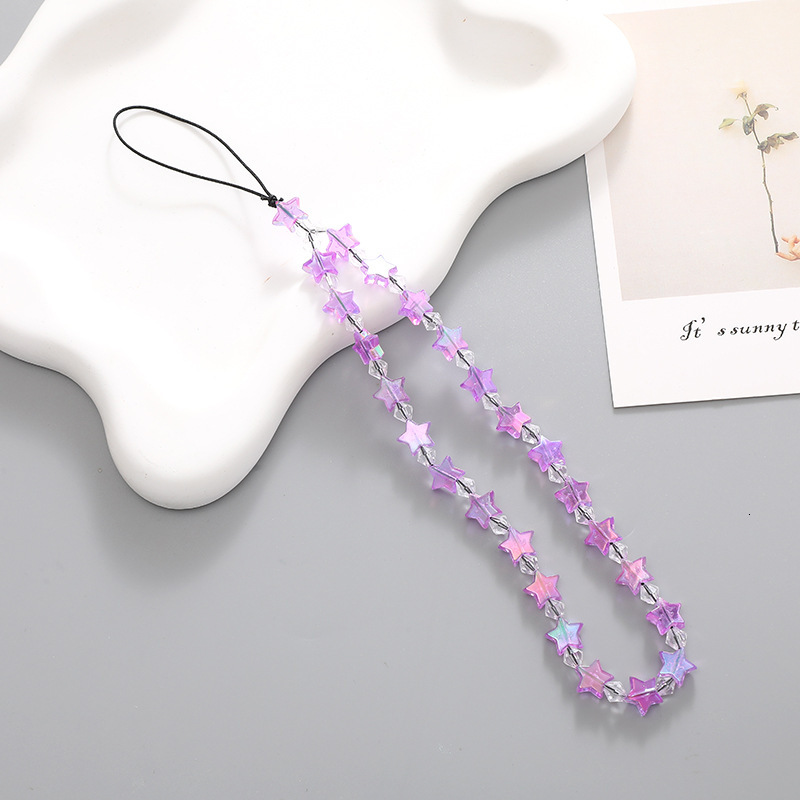 Mermaid Lady Five pointed Star Beaded Chain Case Hanging Pendant fall and Anti loss Phone Rope Female