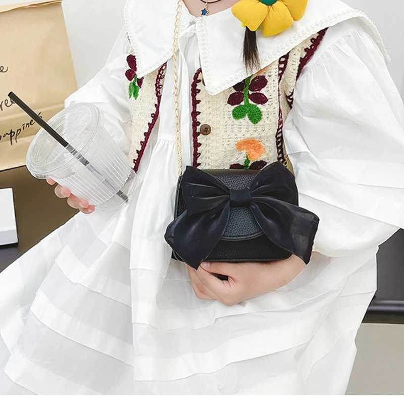 Childrens mini wallet with cute bow cross body bag baby girl coin bag Kawaii childrens leather bag and handbag gift W240906